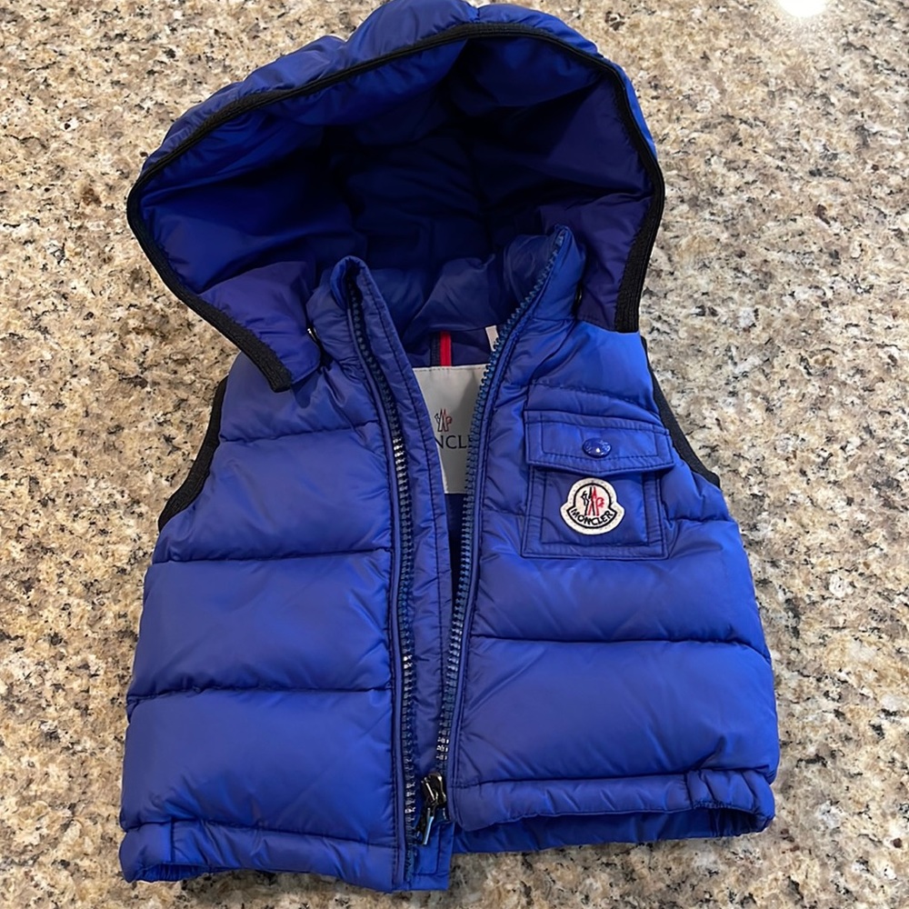 Moncler Kids Blue Puffer Vest with Hood
